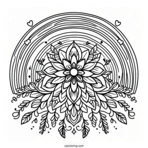 Rainbow Coloring Page Flower Mandala