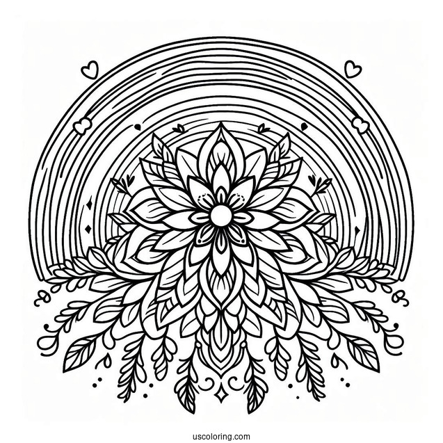 Rainbow Coloring Page Flower Mandala