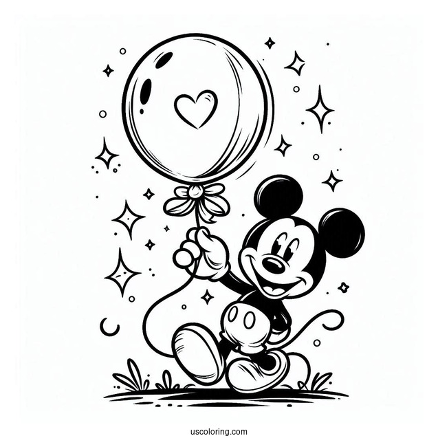 Mickey Mouse Balloon Coloring Page