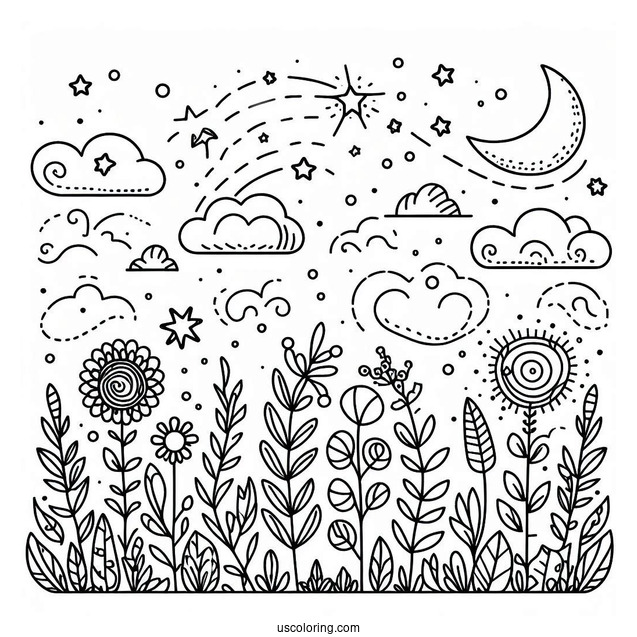 Simple Sprunki Coloring Page Sky Outline For Preschoolers