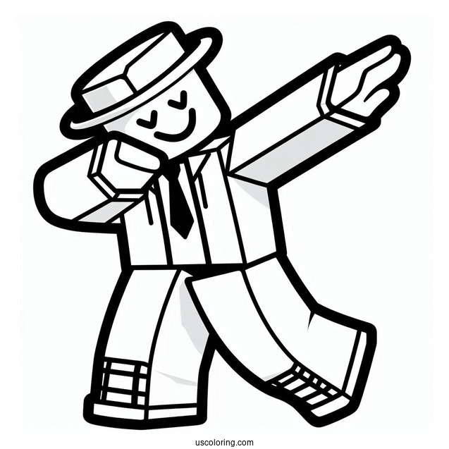 Dabbing Roblox Guy Coloring Page For Kids