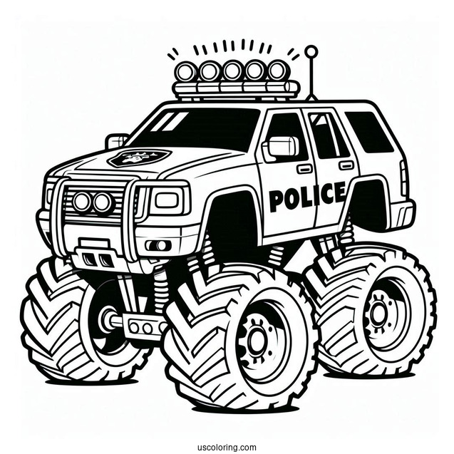 Police Monster Truck Coloring Page For Kids