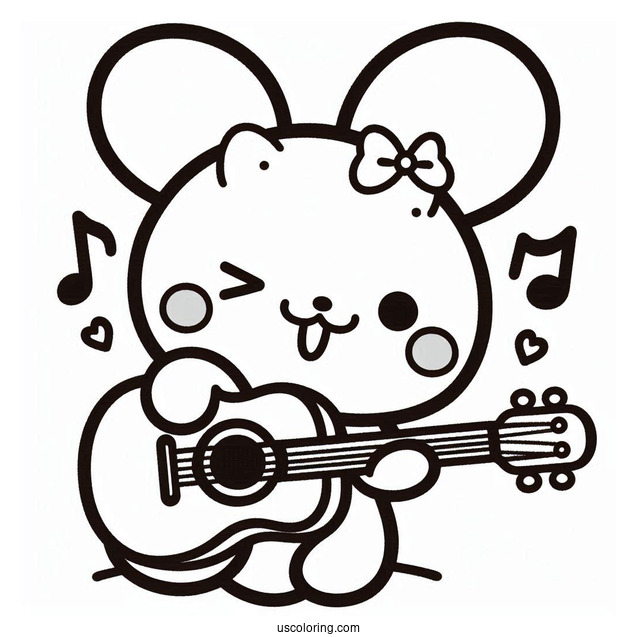Pochacco Coloring Page Playing The Guitar For My Melody