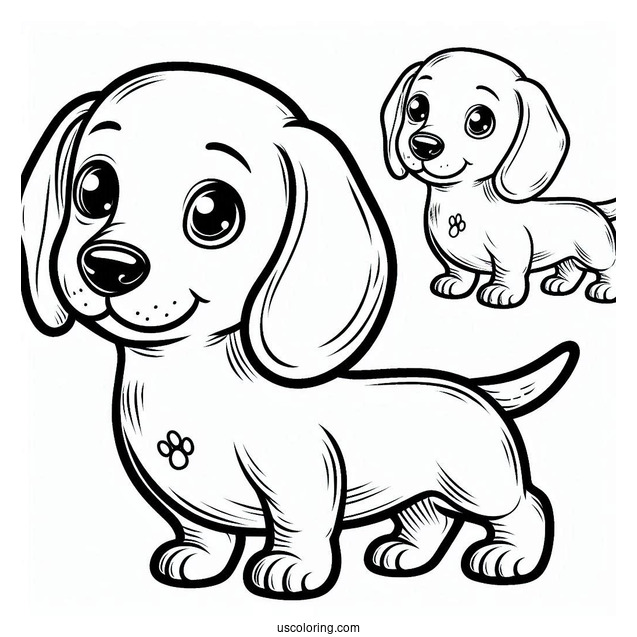 Easy Dachshund Coloring Page For Kids