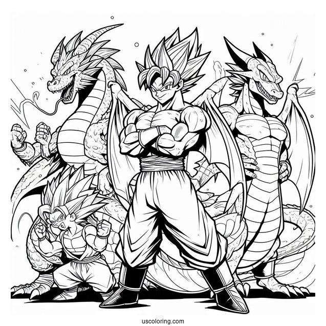 Dragon Team Coloring Page