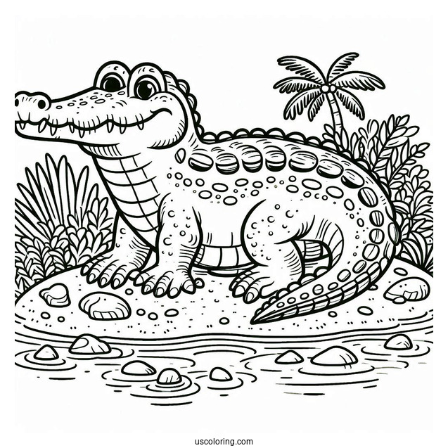 Prehistoric Crocodile Coloring Page