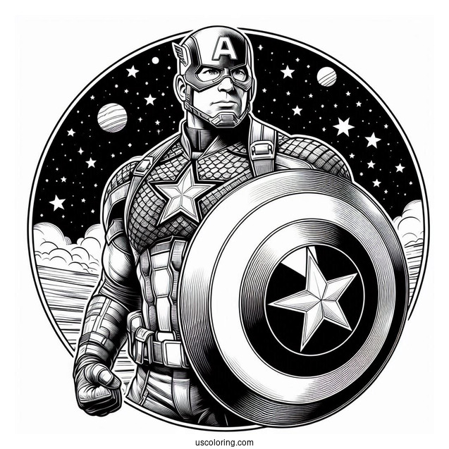 Detailed Captain America Holding Vibranium Shield