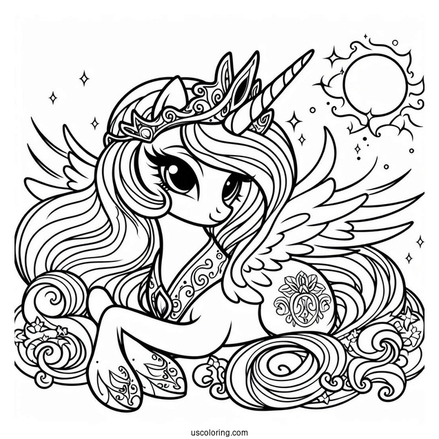 Detailed Princess Celestia Coloring Page