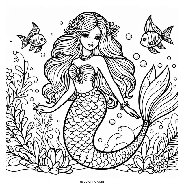 Barbie Mermaid Coloring Sheet For Kids