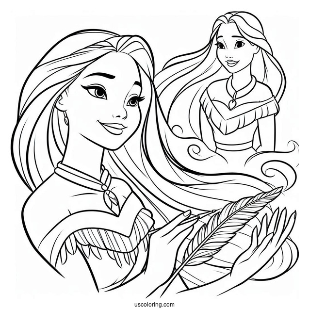 Muland And Pocahontas Coloring Sheet For Kids