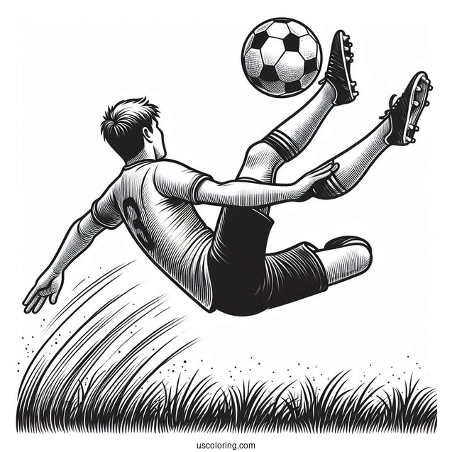 Soccer Player Doing Bicycle Kick To Color