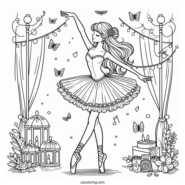 Ballerina Doing a Curtsy To Color
