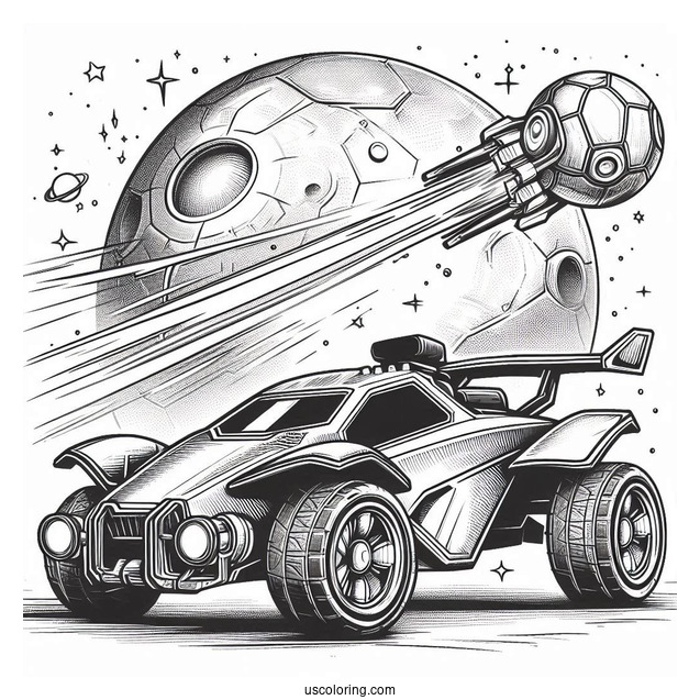 Rocket League Coloring Page Battle Car Next To The Ball
