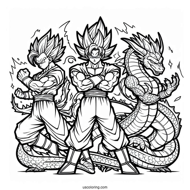 Dragon Team Coloring Page