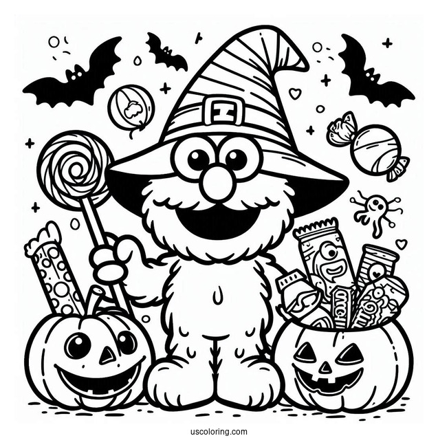 Coloring Page Of Halloween Themed Elmo
