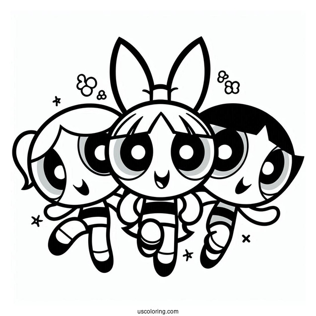Powerpuff Girls Coloring Page With Logo