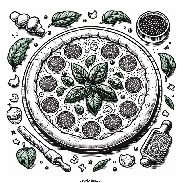 Wood Fired Pizza With Basil And Salami