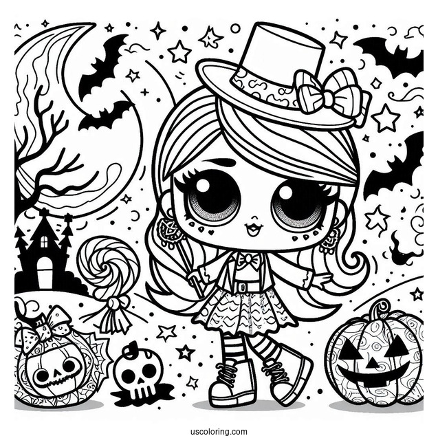 Coloring Sheet Of Halloween Themed LOL Surprise