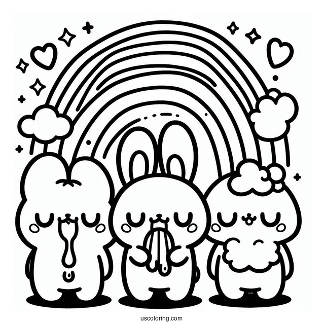 Blue Rainbow Friends Coloring Page With Drool