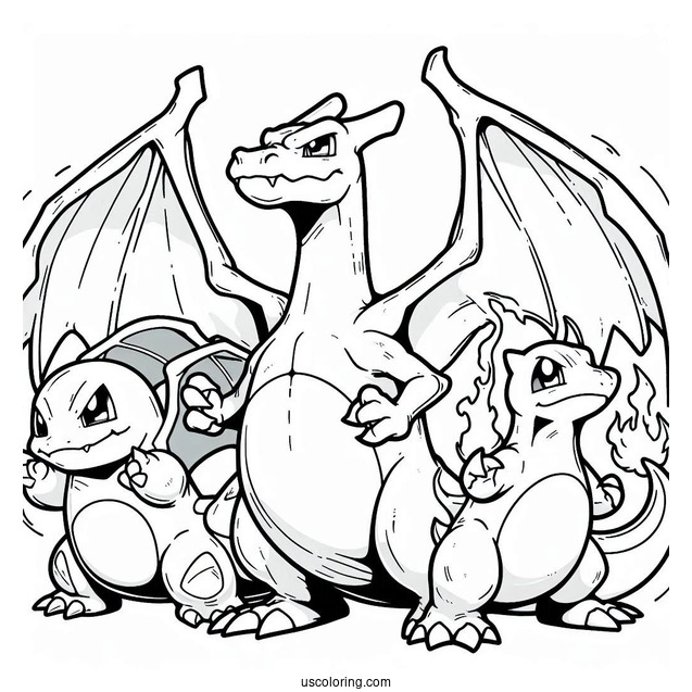 Charizard With Blastoise And Venosaur