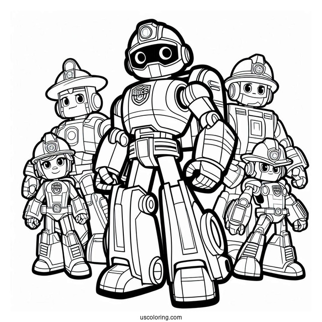 Rescue Bots Coloring Page Of Characters Poster