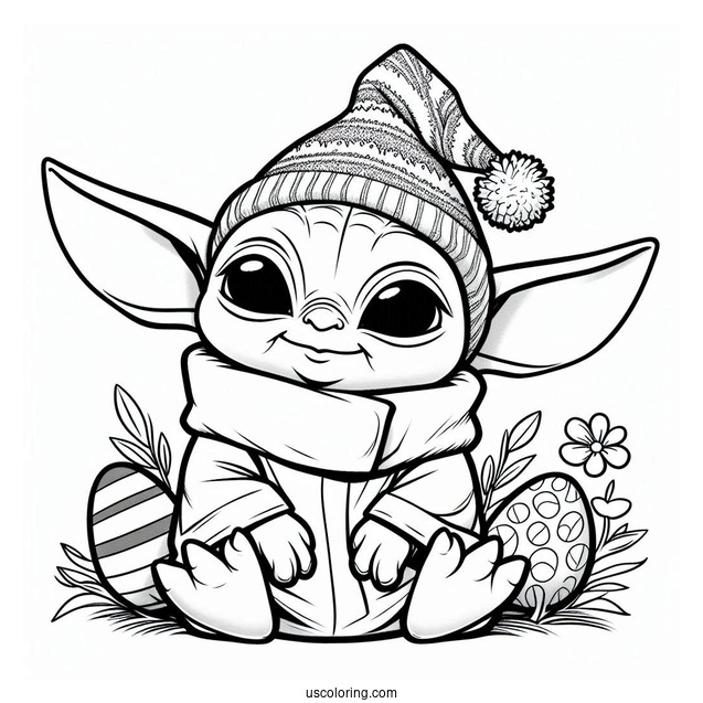 Easter Themed Baby Yoda To Color