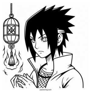 Sasuke Coloring Page Using Sharingan In Shippuden