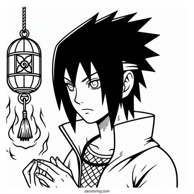 Sasuke Coloring Page Using Sharingan In Shippuden
