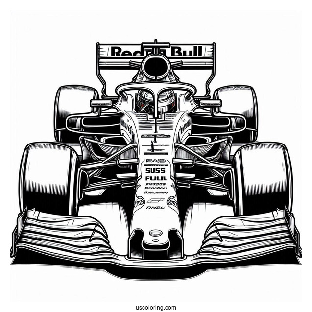 F1 Coloring Page Of Red Bull Max Verstappen Race Car