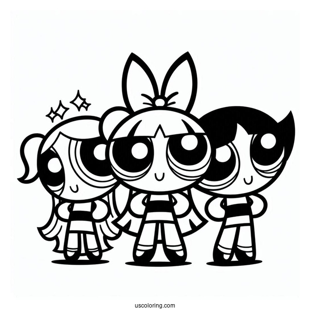 Powerpuff Girls Coloring Page With Logo