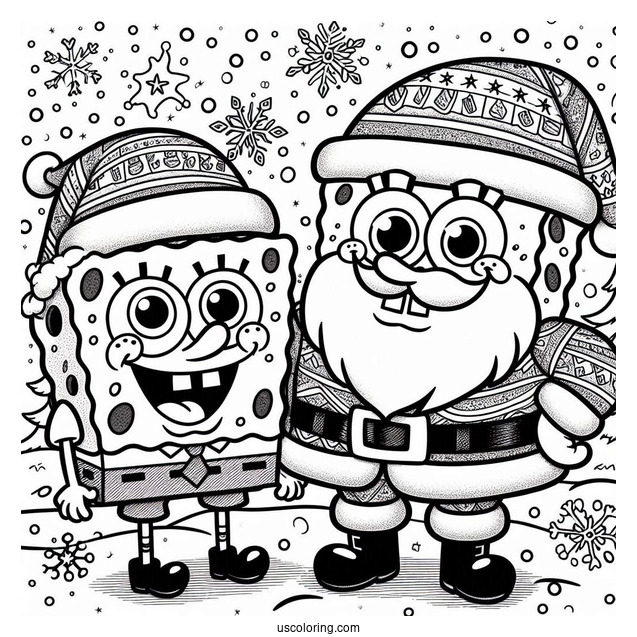 SpongeBob And Patrik Dressed Up As Santa For Christmas