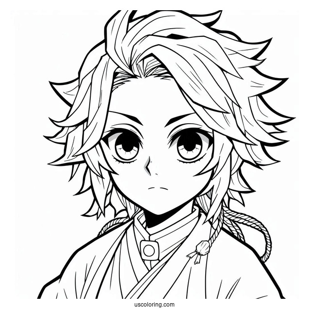 Close Up Of Tanjiro Coloring Page
