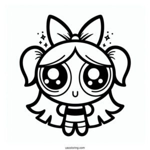 Kawaii Themed Powerpuff Girls Coloring Page