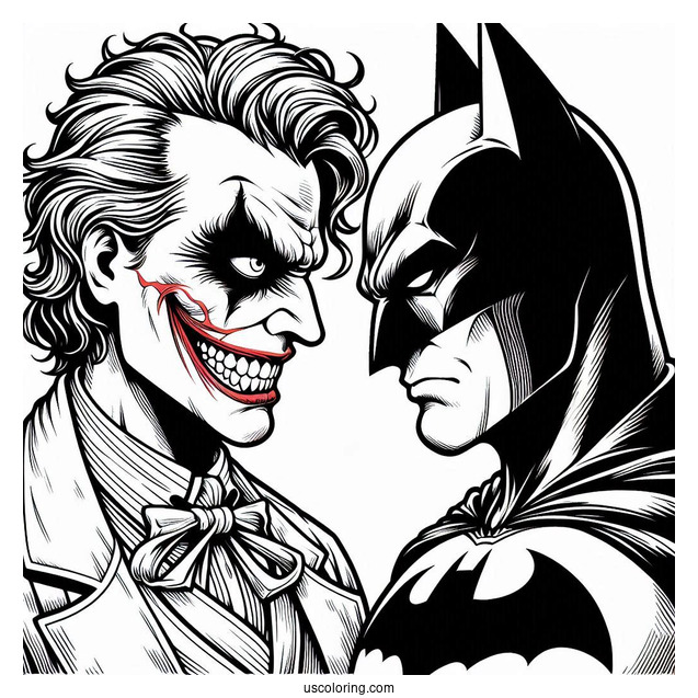 Detailed Joker Vs Batman Coloring For Adults