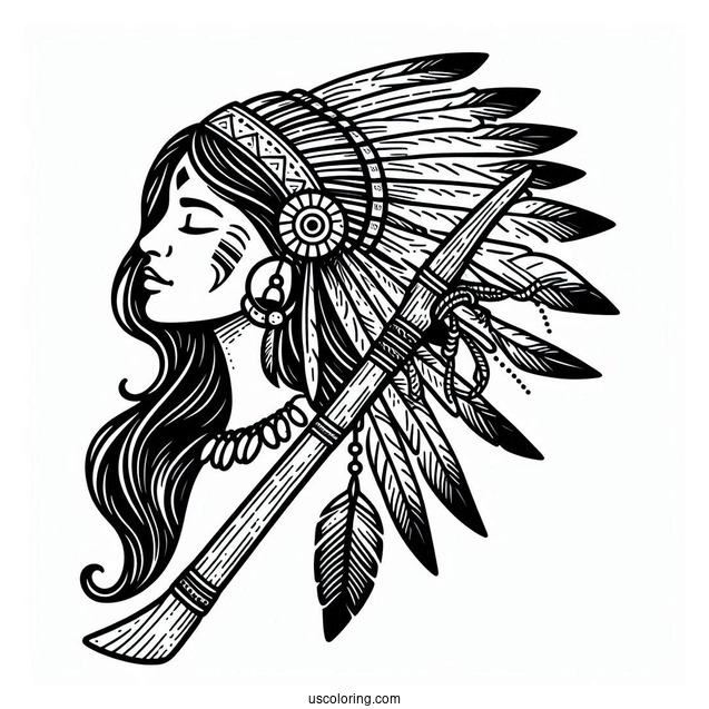 Native American Coloring Page Tomahawk For Kids