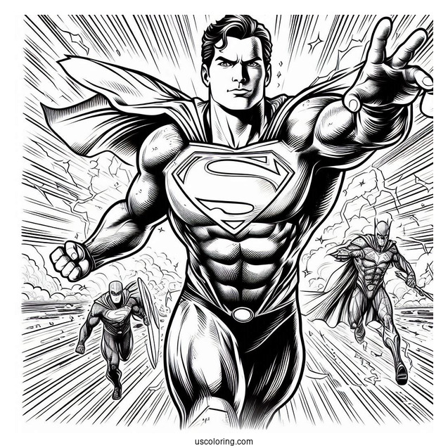 Superman With The Justice League Coloring