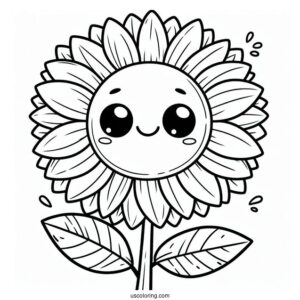 Flower Coloring Pages Of Smiling Sunflower For Preschoolers