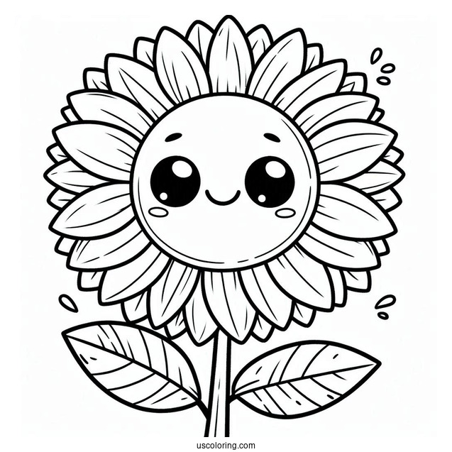 Flower Coloring Pages Of Smiling Sunflower For Preschoolers