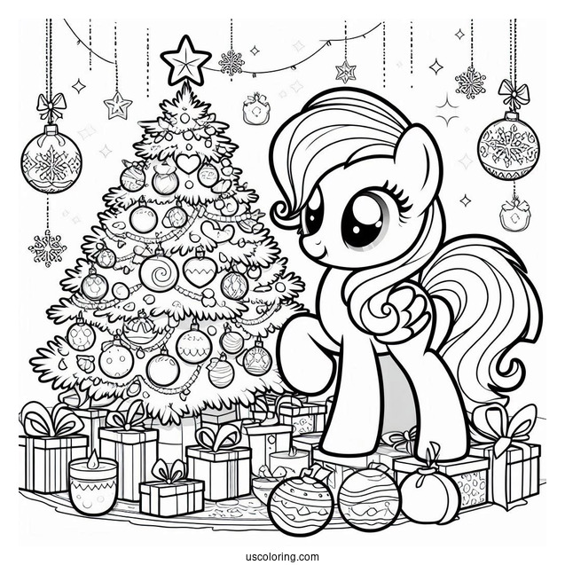 My Little Pony Decorating Christmas Tree To Color