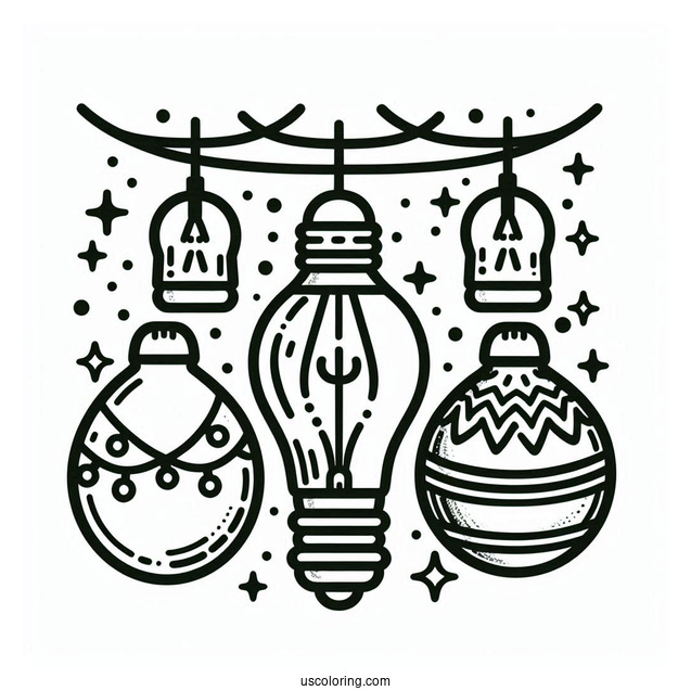 Simple To Color Christmas Light Bulbs