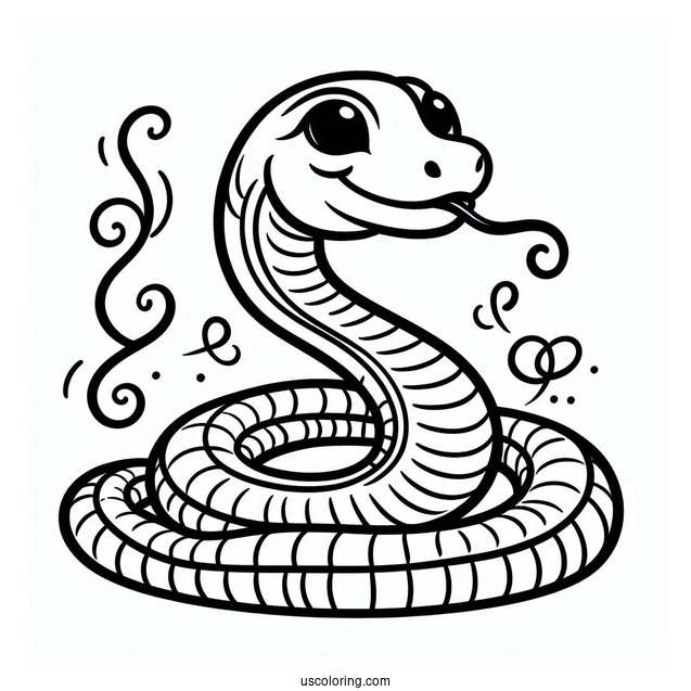 Curled Up Snake With Tongue Out