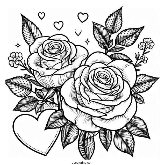 Two Roses With a Love Heart