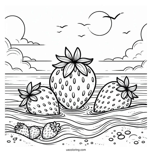 Three Strawberries On The Beach