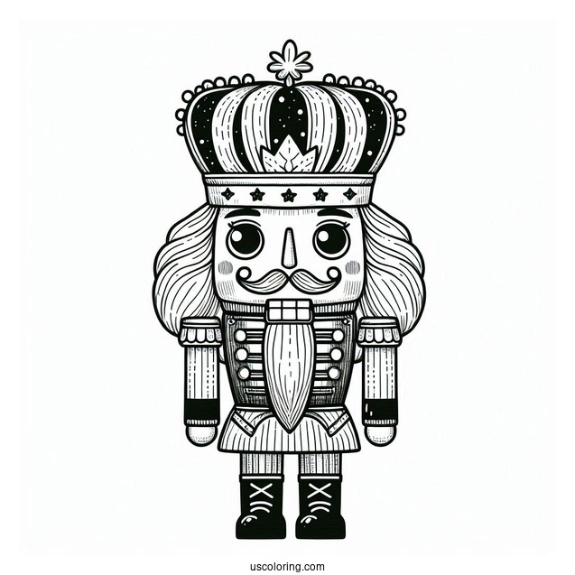 Detailed Nutcracker Coloring Page Wearing A Crown