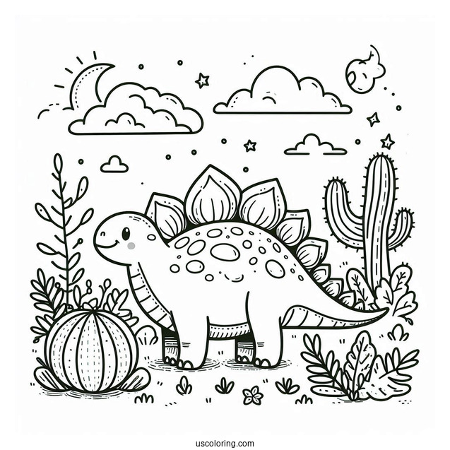 Cartoon Stegosaurus Coloring Page