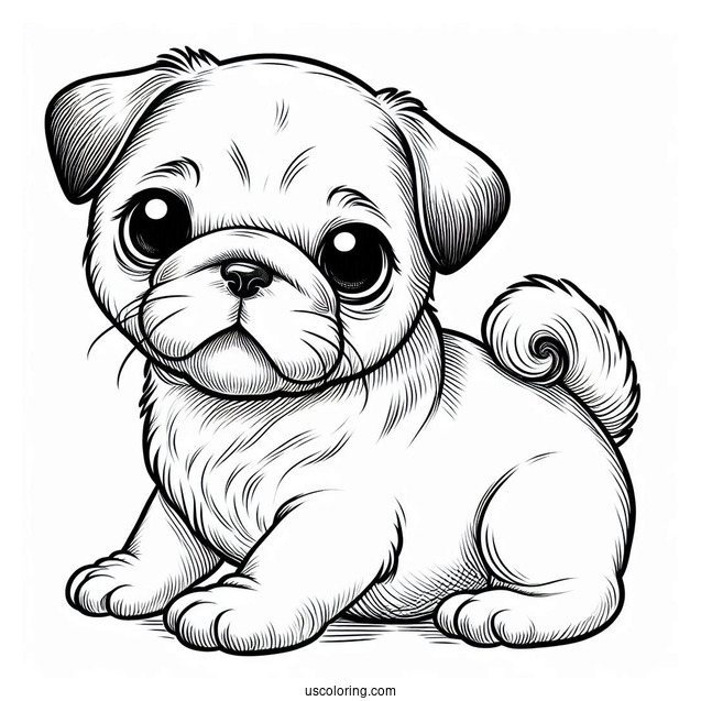Adorable Baby Pug Coloring Sheet