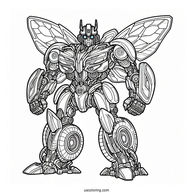 Intricate Autobot Bumblebee Coloring Page Transformation