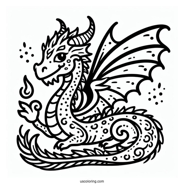 Coloring Page Of a Dragon For Toddlers
