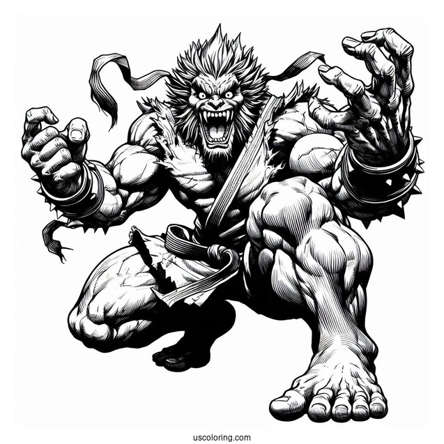 Scary Street Fighter Coloring Page Of Akuma