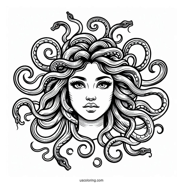 Realistic Medusa Coloring Page With Nose Ring